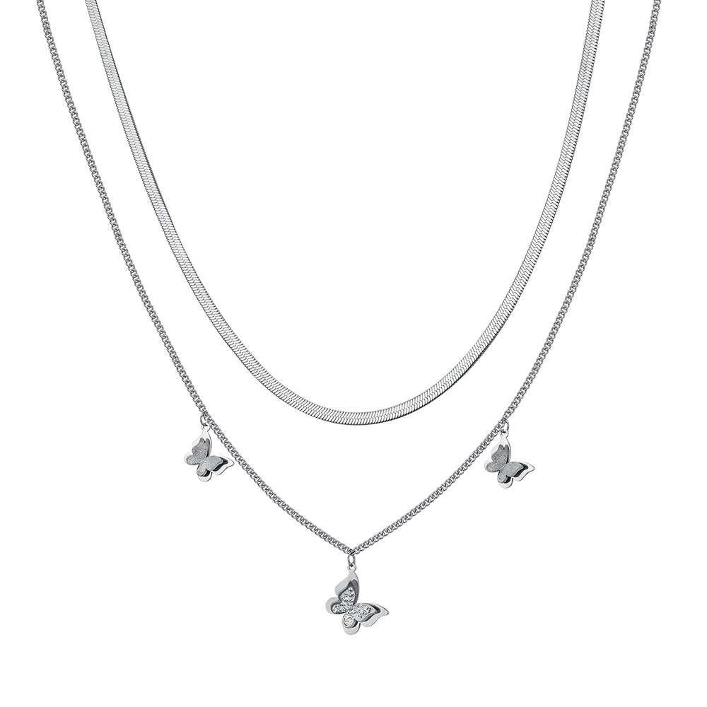 CK 1956 Damenkette aus Edelstahl mit dreidimensionalen Schmetterlingen