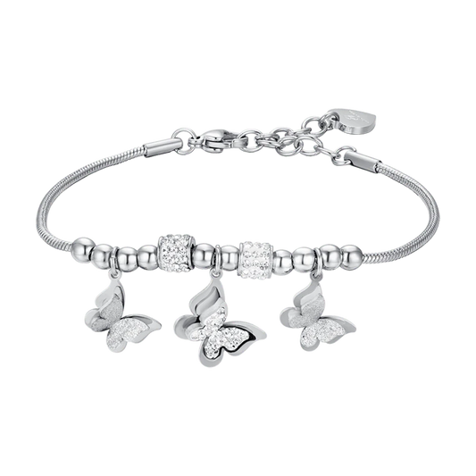 BK 2563 Damenarmband aus Stahl mit dreidimensionalen Schmetterlingen