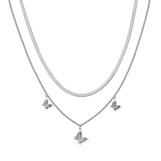 CK 1956  Damenkette aus Edelstahl mit dreidimensionalen Schmetterlingen