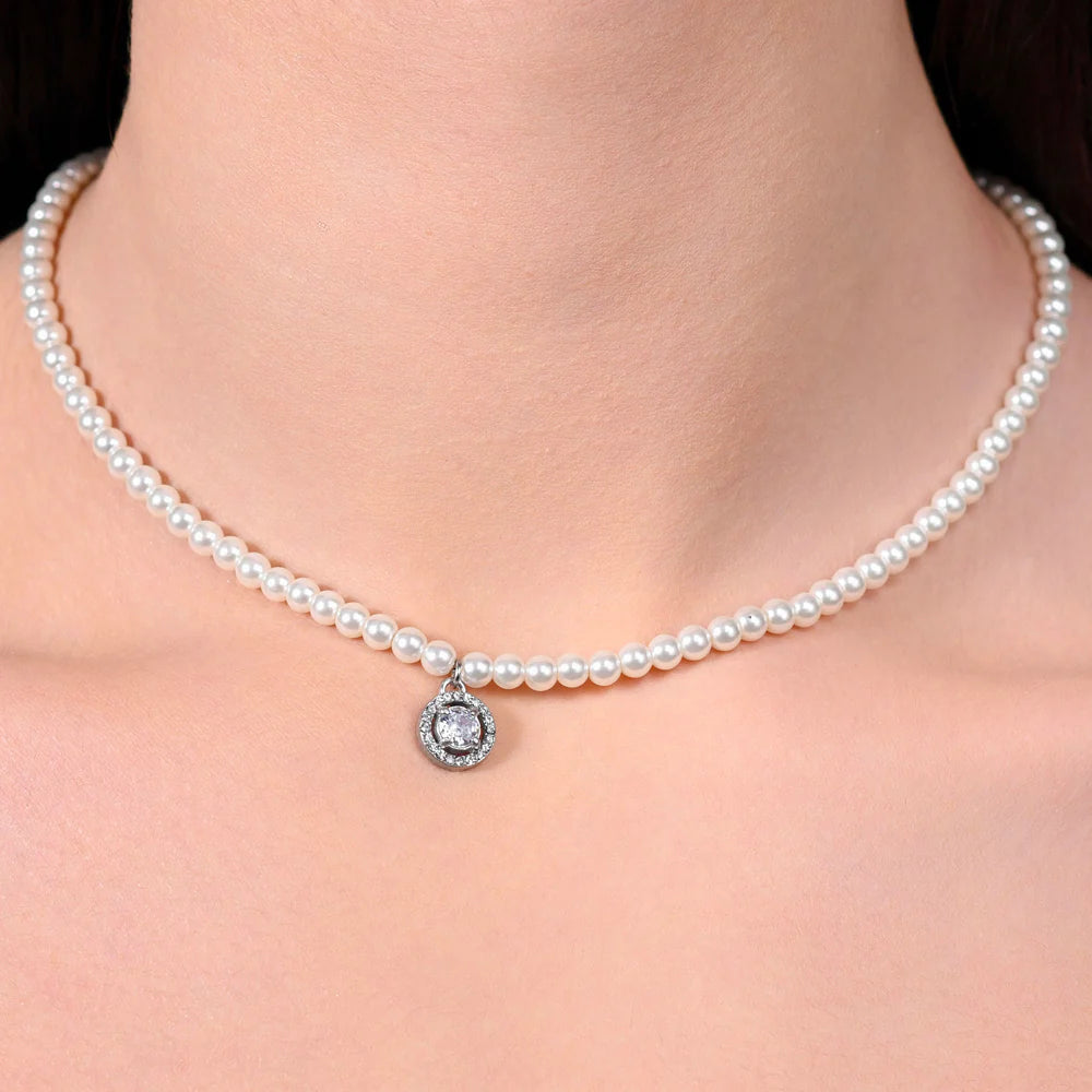 CK 2006 Damenkette aus Edelstahl mit weißen Zirkonien